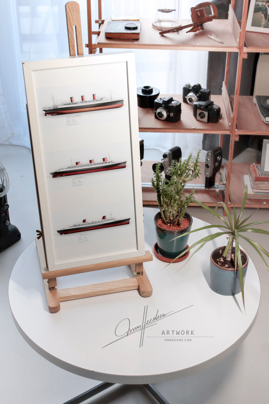 French trio: SS Ile-de-France 1927 + SS Normandie 1935 + SS France 1962 | 3 prints | 21x10 cm | Limited Edition