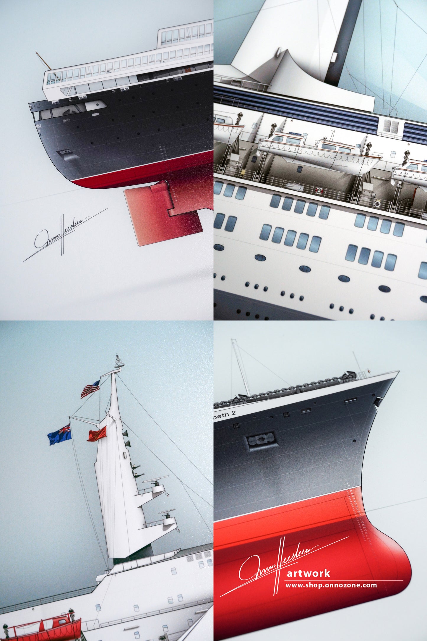 Queen Elizabeth 2 (1969) | QE2 | Museum quality Giclée print | 1m long