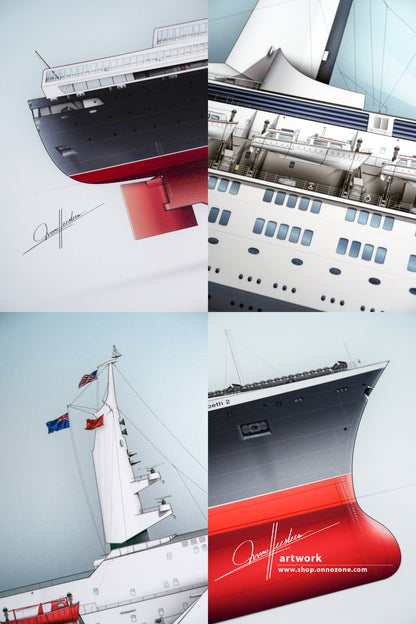 Queen Elizabeth 2 (1969) | QE2 | Museum quality Giclée print | 1m long