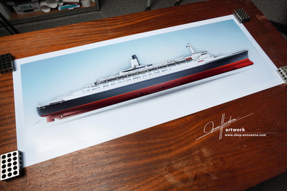 Queen Elizabeth 2 (1969) | QE2 | Museum quality Giclée print | 1m long