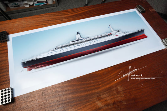 Queen Elizabeth 2 (1969) | QE2 | Museum quality Giclée print | 1m long