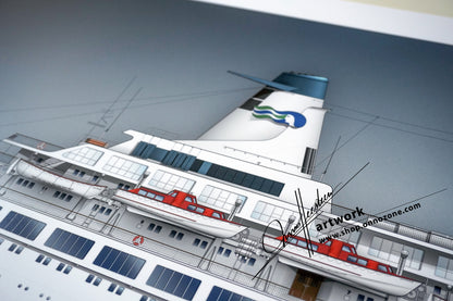 MS Pacific Princess / MS Island Princess 1975 | “The Love Boat” TV show | Museum quality Giclée print | 1m long