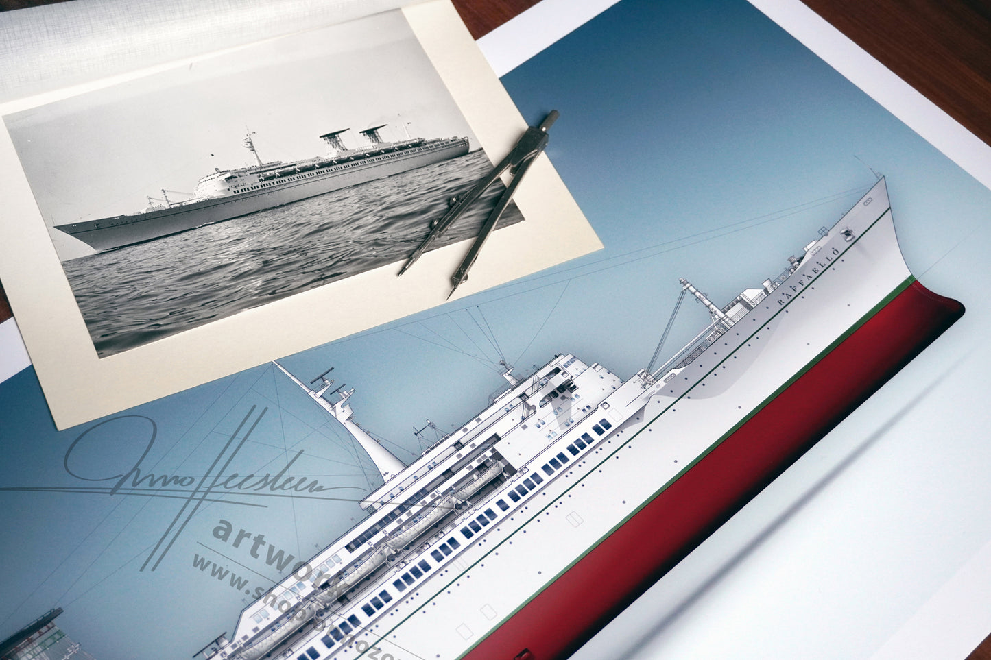 SS Raffaello | Museum quality Giclée print | 1m long